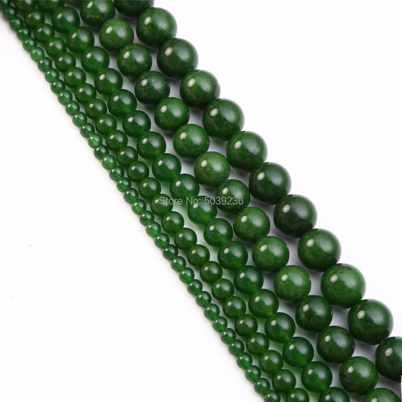 Veleprodajne perle od tamnozelenog žada, labave perle od prirodnog kamena 4 6 8 10 12 mm ručni rad za izradu nakita DIY narukvica ogrlica
