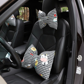 Облегалка за глава с панделка за кола Карикатура Щампован памучен плат Възглавница за врата на автомобила Възглавница Модни дамски продукти за интериор на кола