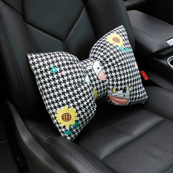 Cartoon Bowknot Headrest Cartoon τυπωμένο βαμβακερό ύφασμα Μαξιλάρι λαιμού αυτοκινήτου Μαξιλάρι μόδας γυναικεία προϊόντα εσωτερικού αυτοκινήτου