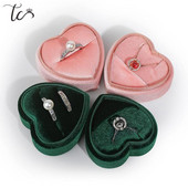 Kutija s dvostrukim prstenjem Kutija za nakit u obliku srca Kutija za par prstenova od samta Kutija za privjesak Kutija za pohranjivanje nakita