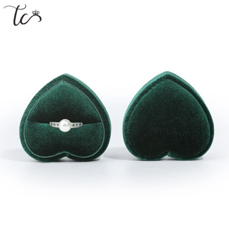 Kutija s dvostrukim prstenjem Kutija za nakit u obliku srca Kutija za par prstenova od samta Kutija za privjesak Kutija za pohranjivanje nakita