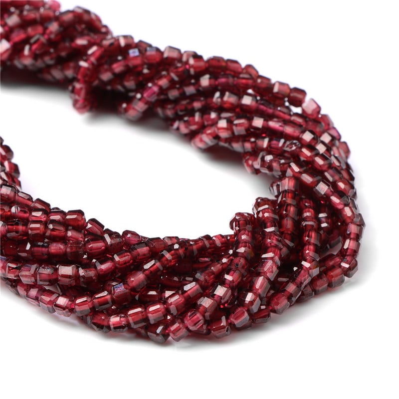 Perla od prirodnog granata Mala 2-3 mm fasetirana četvrtasta kvarca za izradu nakita Diy Ogrlica Narukvica Pribor za gležanj 15 inča/žila