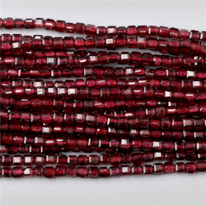 Perla od prirodnog granata Mala 2-3 mm fasetirana četvrtasta kvarca za izradu nakita Diy Ogrlica Narukvica Pribor za gležanj 15 inča/žila