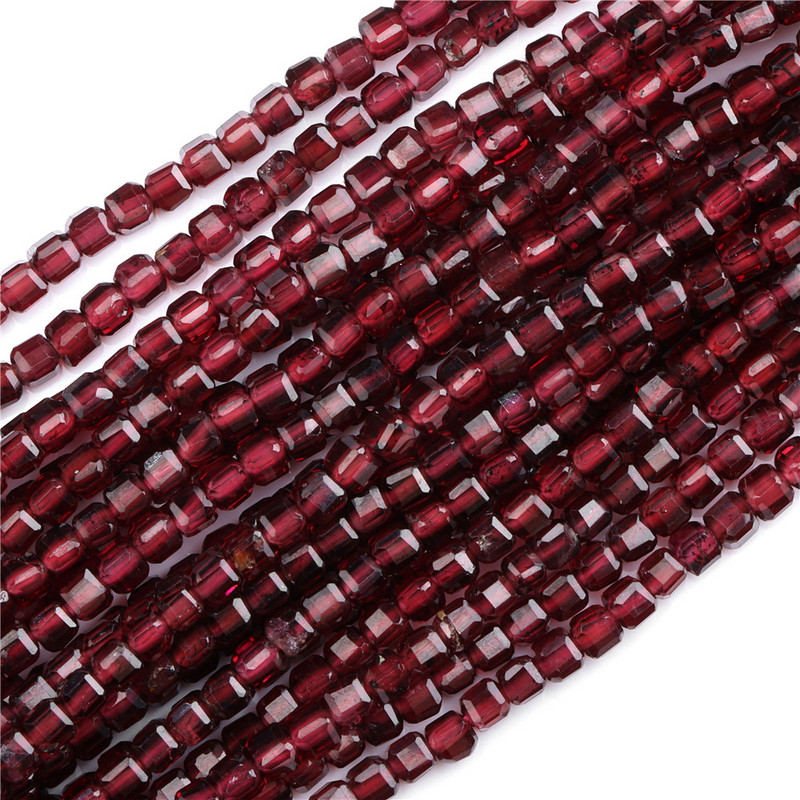 Perla od prirodnog granata Mala 2-3 mm fasetirana četvrtasta kvarca za izradu nakita Diy Ogrlica Narukvica Pribor za gležanj 15 inča/žila