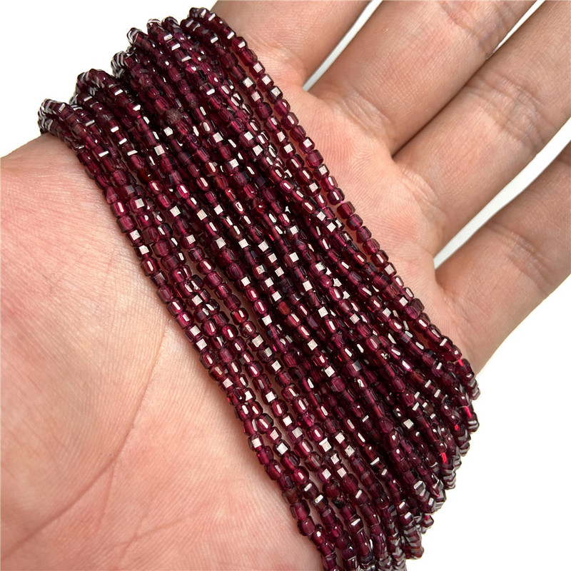 Perla od prirodnog granata Mala 2-3 mm fasetirana četvrtasta kvarca za izradu nakita Diy Ogrlica Narukvica Pribor za gležanj 15 inča/žila