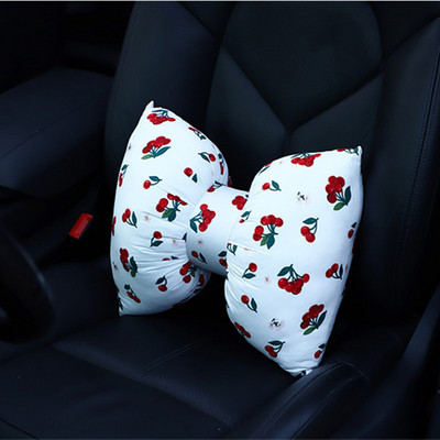 Naslon za glavu u automobilu. Slatka mašna i trešnja. Jastuk za ženski struk Lumbalni jastuk. Kreativni jastuk za glavu u automobilu, ukrasi za jastuke za vrat.