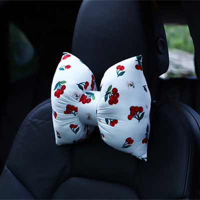 Naslon za glavu u automobilu. Slatka mašna i trešnja. Jastuk za ženski struk Lumbalni jastuk. Kreativni jastuk za glavu u automobilu, ukrasi za jastuke za vrat.