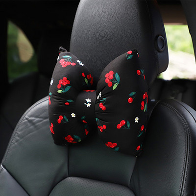 Naslon za glavu u automobilu. Slatka mašna i trešnja. Jastuk za ženski struk Lumbalni jastuk. Kreativni jastuk za glavu u automobilu, ukrasi za jastuke za vrat.