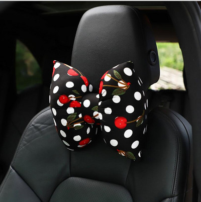 Naslon za glavu u automobilu. Slatka mašna i trešnja. Jastuk za ženski struk Lumbalni jastuk. Kreativni jastuk za glavu u automobilu, ukrasi za jastuke za vrat.
