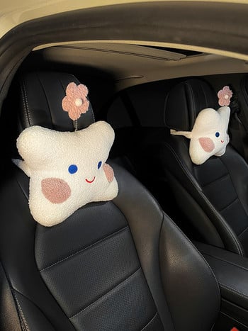 Нова плюшена висококачествена анимационна сладка ягодова мечка Автомобилна лумбална опора Облегалка за глава Възглавница за врата Аксесоари за интериора на колата