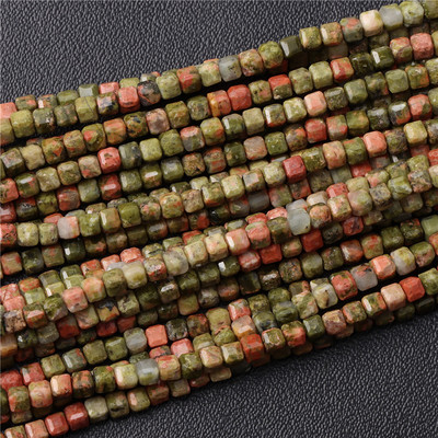 Vruća prirodna fasetirana kamena perla 2-3 mm mala kvadratna staklena kocka od kvarcnog granata Rasute perle za izradu nakita Dodaci za ručni rad