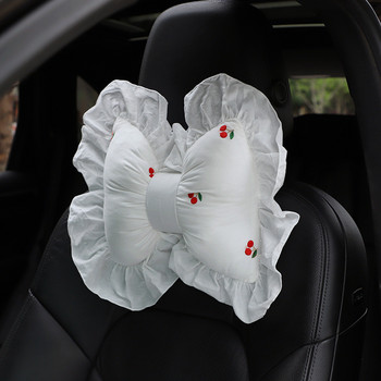 Νέα υψηλής ποιότητας Bownot Βαμβακερή βελονιά Λευκή Διακοσμήσεις εσωτερικού αυτοκινήτου Αξεσουάρ μαξιλαριού αυχένα αυτοκινήτου