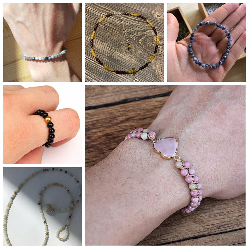 4 mm prirodni ružičasti rhdonite Agat Jaspers kamene perle Okrugle žadne kuglice labave razmaknice za izradu nakita DIY narukvica Accessori 15''