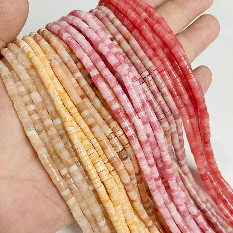 Novi dolazak Perle od ružičastog kamena Prirodni ružičasti kvarc Žad Jaspis Rondelle oblika Rasute perle za pribor za izradu nakita 2x4 mm