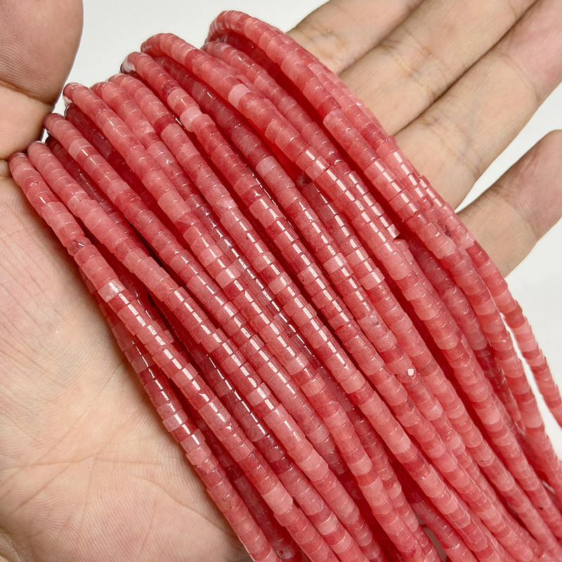 Novi dolazak Perle od ružičastog kamena Prirodni ružičasti kvarc Žad Jaspis Rondelle oblika Rasute perle za pribor za izradu nakita 2x4 mm