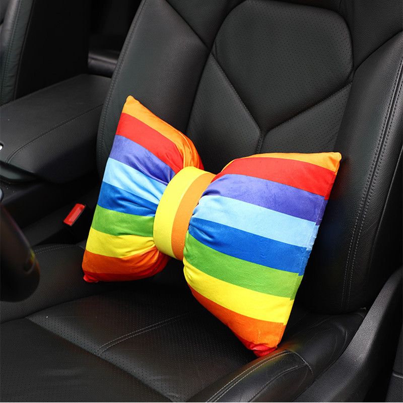 Novi jastuk za naslon za glavu automobila, slatka šarena duga, kreativni jastuk za vrat za automobil, lumbalni jastuk za pojas, unutarnja dekoracija automobila