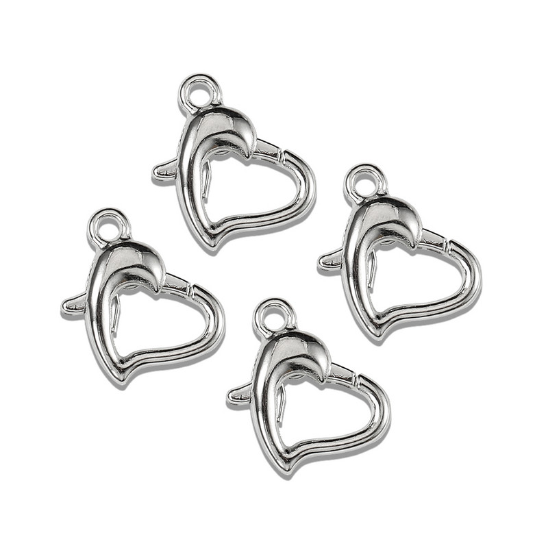 50 komada Kuka s kopčom od jastoga 10/12/14 mm Konektorska komponenta u obliku ljubavnog srca za izradu nakita Ogrlica Narukvica Lanac DIY nalazi
