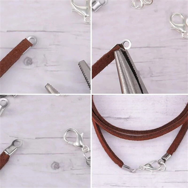 50 komada 304 nehrđajućeg čelika savijena kožna užad Završeci Kape Savjeti za kopče Konektor za izradu nakita DIY narukvica Ogrlica pribor