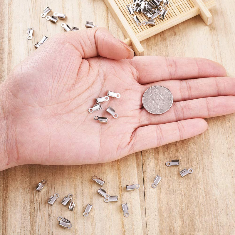 50 komada 304 nehrđajućeg čelika savijena kožna užad Završeci Kape Savjeti za kopče Konektor za izradu nakita DIY narukvica Ogrlica pribor