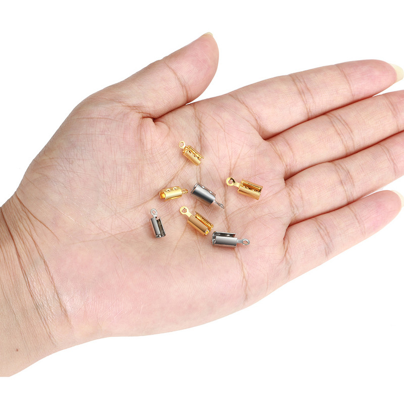 30 komada Cove kopče od nehrđajućeg čelika Krimp End Perle Kapice Kožna užad Kopča Vrh Preklopivi konopci za narukvice Konektori za izradu nakita