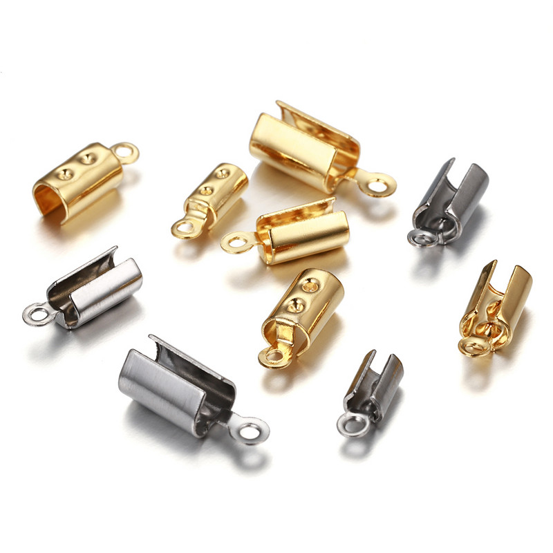 30 komada Cove kopče od nehrđajućeg čelika Krimp End Perle Kapice Kožna užad Kopča Vrh Preklopivi konopci za narukvice Konektori za izradu nakita