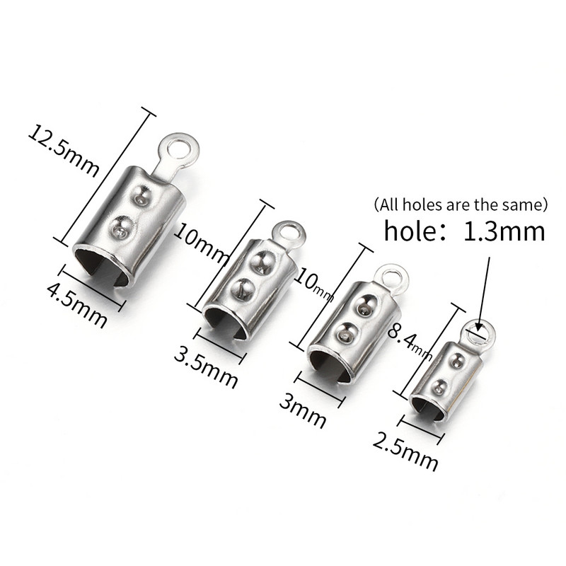 30 komada Cove kopče od nehrđajućeg čelika Krimp End Perle Kapice Kožna užad Kopča Vrh Preklopivi konopci za narukvice Konektori za izradu nakita