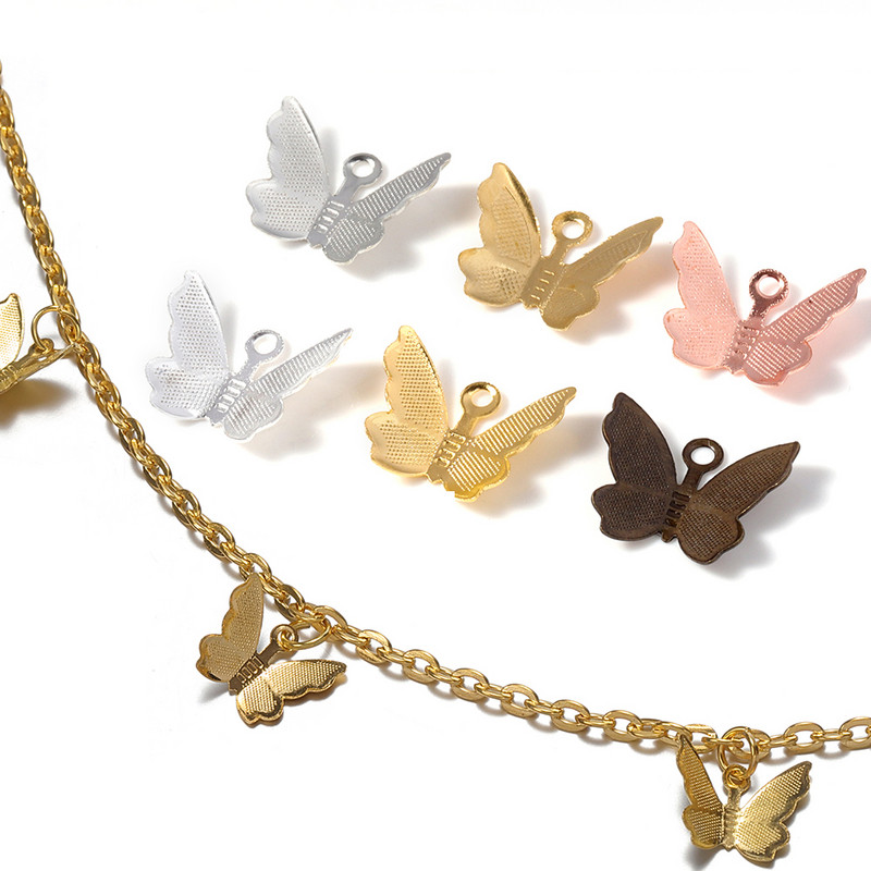 100 kom/lot 11x13 mm metalni filigranski leptir privjesci DIY ogrlica narukvice naušnice privjesci dodaci za izradu nakita