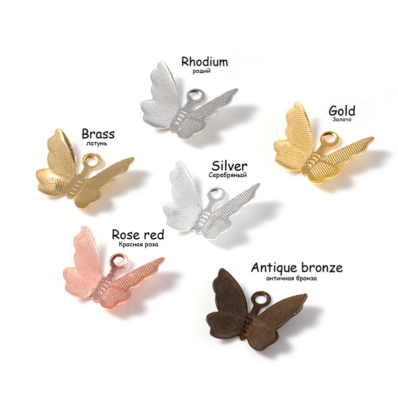 100 kom/lot 11x13 mm metalni filigranski leptir privjesci DIY ogrlica narukvice naušnice privjesci dodaci za izradu nakita