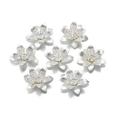 10 tk vasest filigraanist lillepõhjast helme otsa korgi kandik isetehtud ehete tegemiseks Roosakulla hõbedase värvi võlusid Leiud Aksessuaarid