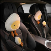 2021 Crtani slatki plišani žumanjak Navlaka za sigurnosni pojas Kreativna navlaka za volan Naslon za glavu Jastuk za vrat Ukras za unutrašnjost automobila