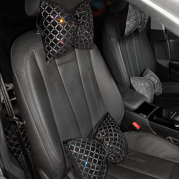 Цветни кристали с пълен диамантен бантик Модни искрящи интериорни декорации на кола Универсална възглавница за кръста на колата Облегалка за глава