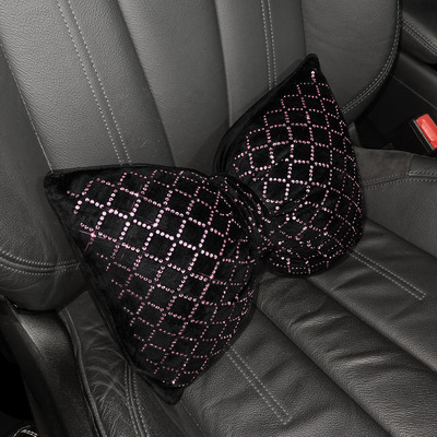 Värvilised rhinestones täis teemant vibusõlme mood sädelev auto interjööri kaunistused universaalne auto vöökoht kaela padi peatugi