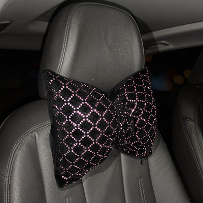 Värvilised rhinestones täis teemant vibusõlme mood sädelev auto interjööri kaunistused universaalne auto vöökoht kaela padi peatugi