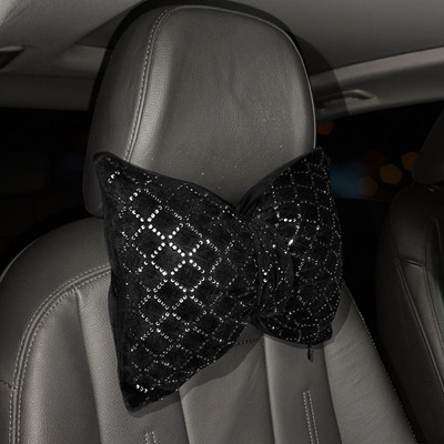 Värvilised rhinestones täis teemant vibusõlme mood sädelev auto interjööri kaunistused universaalne auto vöökoht kaela padi peatugi