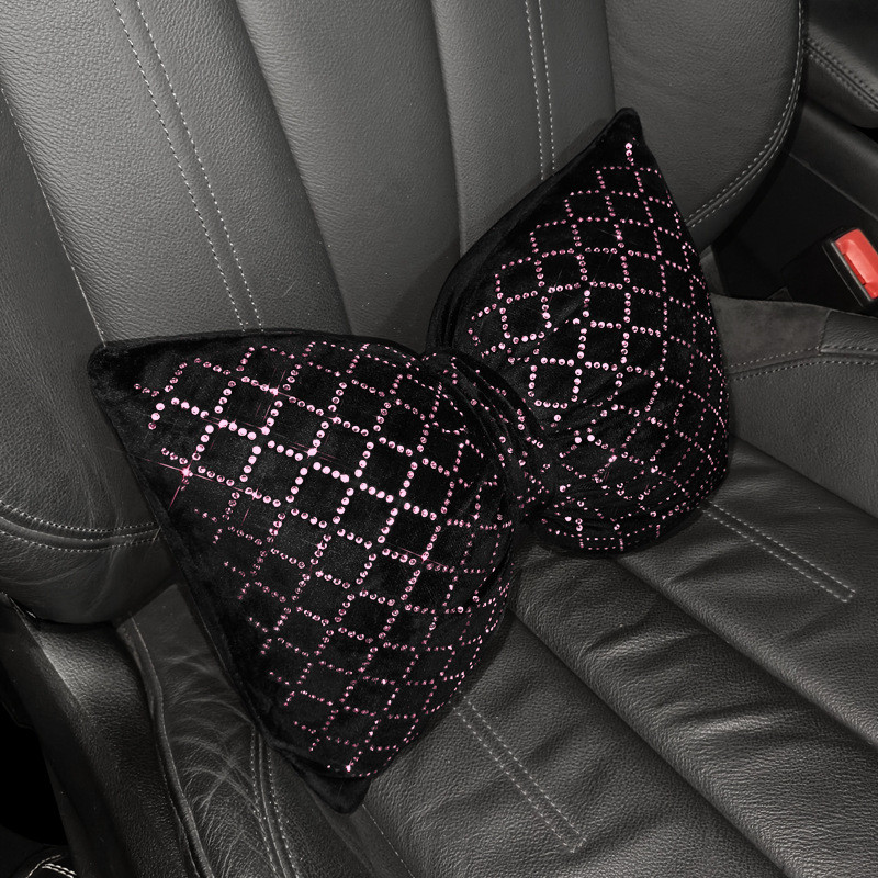 Värvilised rhinestones täis teemant vibusõlme mood sädelev auto interjööri kaunistused universaalne auto vöökoht kaela padi peatugi