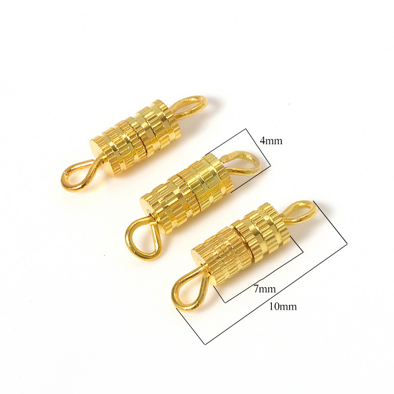 20 бр. Винтови закопчалки за гривни Конектори за Направи си сам бижута Аксесоари Златисто Сребърен цвят Цилиндър Закопчалки Затворена катарама 7x4 mm