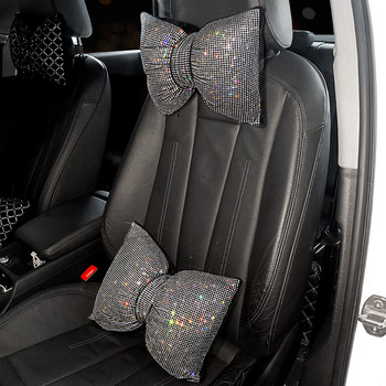 Πολύχρωμα στρας Full Diamond Bowknot Fashion Sparking Car Eσωτερικά Διακοσμητικά Μαξιλάρι κεφαλής στη μέση αυτοκινήτου