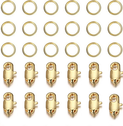 10 komada zlatne kopče od nehrđajućeg čelika s jastogom Kuka s 20 komada kompleta prstenova za skakanje za izradu nakita, narukvica, ogrlica, DIY pribor