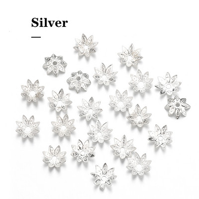 100 kom/lot 8 10 mm filigranski pladanj s lotosovim cvijećem, metalni labavi odstojnici, kapice za perle, kapice za perle na kraju stošca, za DIY izradu nalaza za nakit