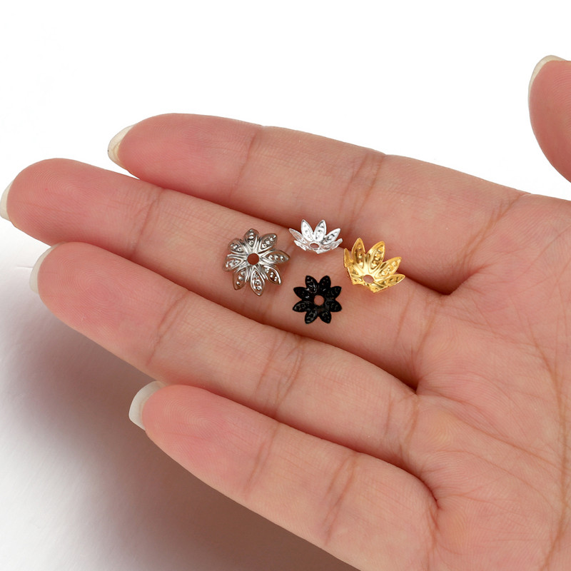 100 kom/lot 8 10 mm filigranski pladanj s lotosovim cvijećem, metalni labavi odstojnici, kapice za perle, kapice za perle na kraju stošca, za DIY izradu nalaza za nakit