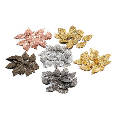 50Pcs 7Colors 10x18MM Филигранни месингови плаващи листа Талисмани Висулки за изработка на бижута Без олово и никел Метални Направи си сам