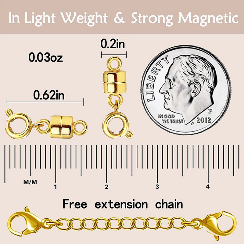2 бр. Магнитни закопчалки и закопчалки за колиета Позлатени и сребърни конвертори Закопчалки за вериги Конектор за гривна Направи си сам изработка на бижута