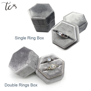 Κουτί σκουλαρίκι με δαχτυλίδι πολυτελείας ρετρό βελούδινο κιβώτιο δαχτυλιδιών μονό/διπλό κουτί αποθήκευσης προμηθειών γάμου