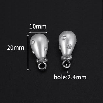 10 бр. 10x20 mm имитация на перла със страз корона от мъниста талисмани за изработка на бижута направи си сам обеци колие висулка аксесоари консумативи