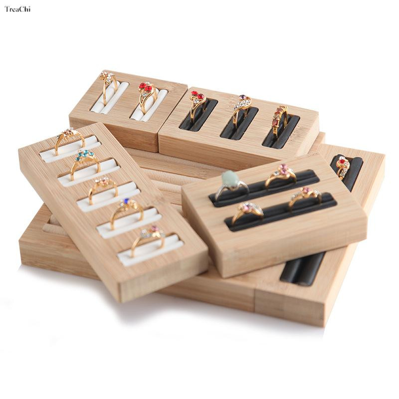 Pladanj za izlaganje prstena od prirodnog bambusa i pravokutnog drvenog prstena Pladanj za izlaganje nakita Pult za izlaganje nakita