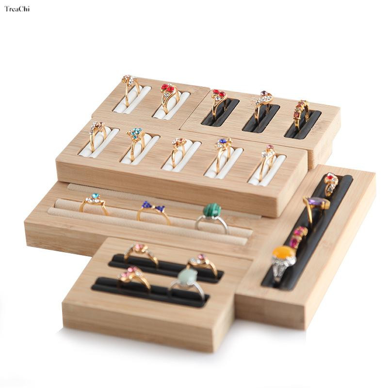 Pladanj za izlaganje prstena od prirodnog bambusa i pravokutnog drvenog prstena Pladanj za izlaganje nakita Pult za izlaganje nakita