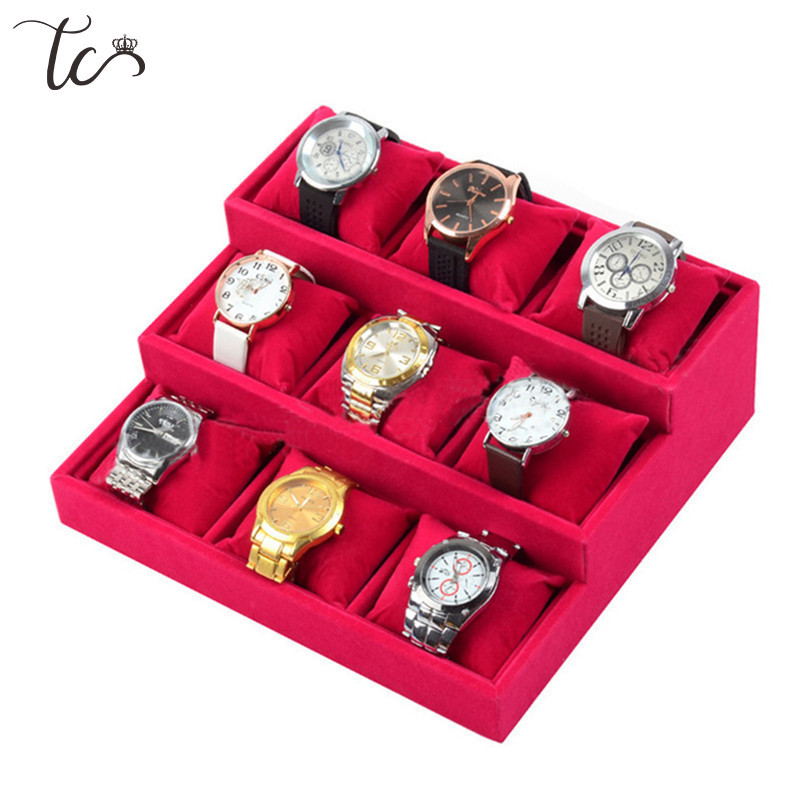 Narukvica Držač za prikaz nakita 3 sloja 9 rešetki s mekim jastukom Ogrlica Sat Narukvica Šalter za nakit Vitrina Organizator Pladanj