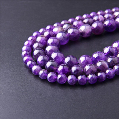 Perle od ametista Ljubičasti kristali od ametista Okrugle labave perle 15" nit 3 4 6 8 10 12MM Odaberite veličinu za izradu nakita 15" nit