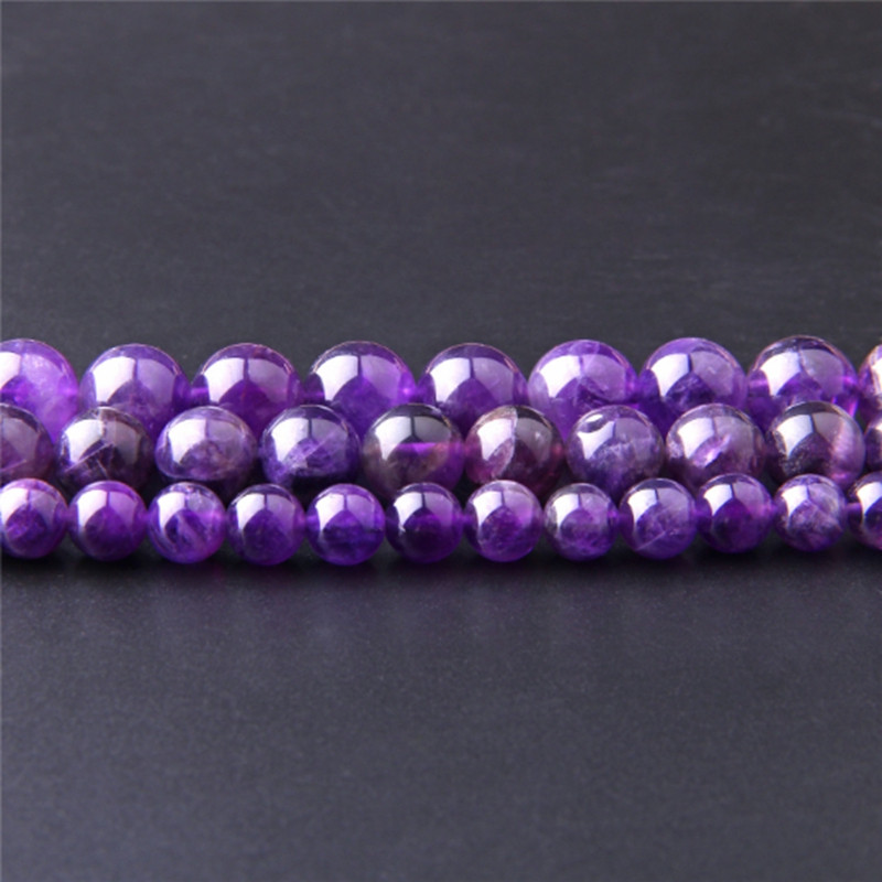 Perle od ametista Ljubičasti kristali od ametista Okrugle labave perle 15" nit 3 4 6 8 10 12MM Odaberite veličinu za izradu nakita 15" nit