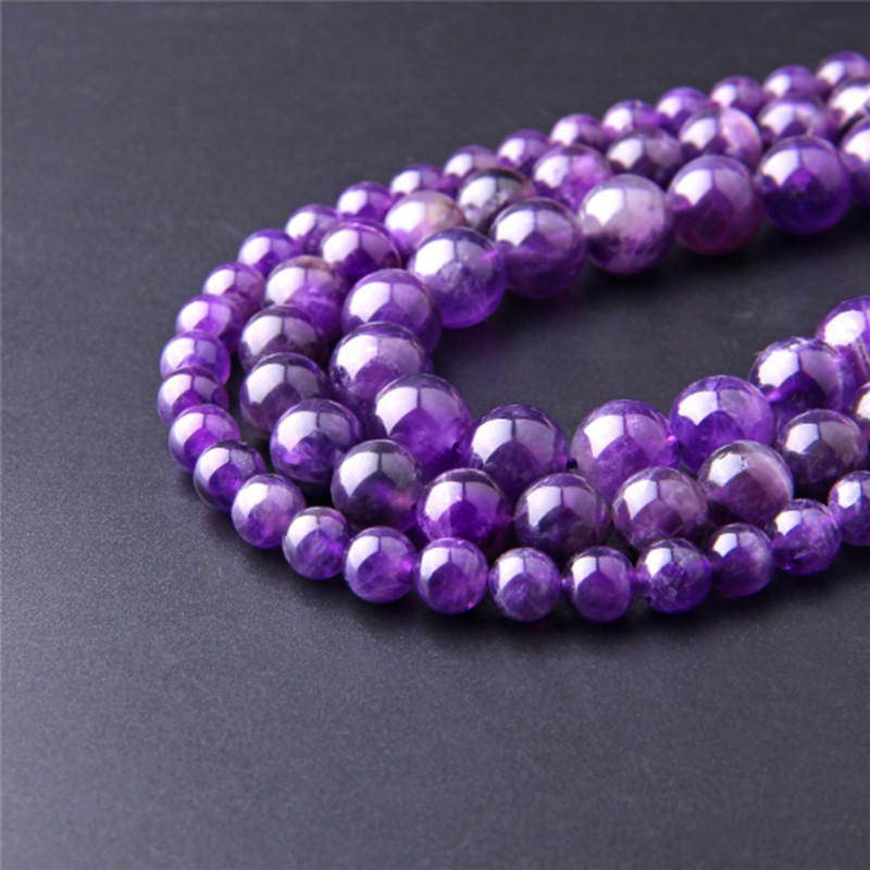 Perle od ametista Ljubičasti kristali od ametista Okrugle labave perle 15" nit 3 4 6 8 10 12MM Odaberite veličinu za izradu nakita 15" nit